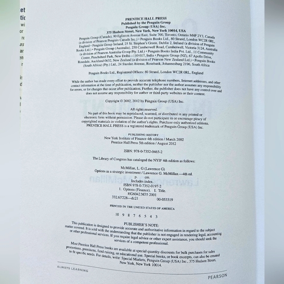 Options as a Strategic Investment 5th Edition by Lawrence G. McMillan, Hardcover - Picture 4 of 5